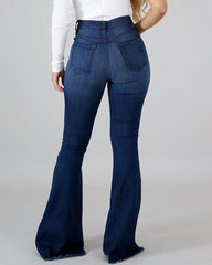 High Waist Wide Leg Raw Hem Ripped Jeans