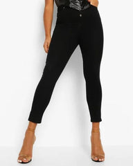 Skinny Jeans mit hoher Taille und Knopfleiste vorn