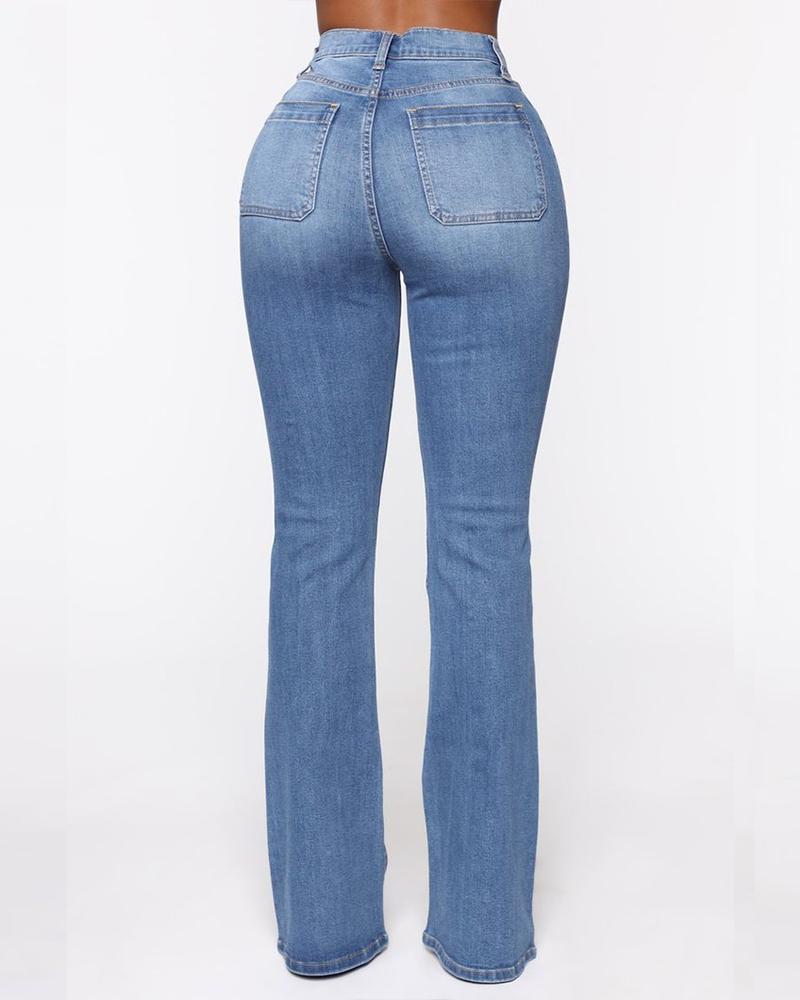 Booty Shaping Jeans mit hoher Taille und Knopfleiste