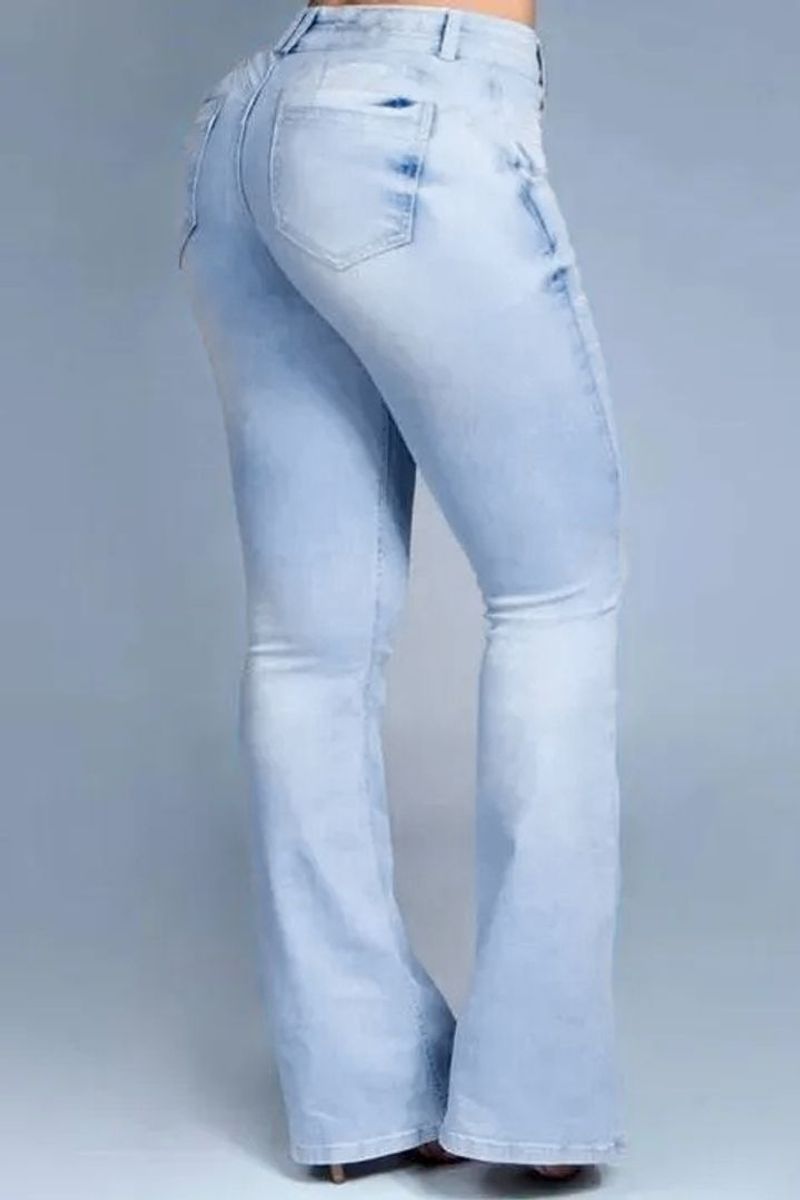 Button Front Butt Lifting Flare Jeans