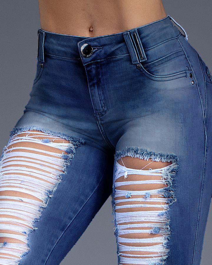 Extreme Distressed Stretch Butt Lifting Skinny Jeans