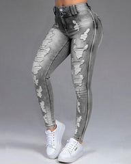 Extreme Distressed High Waist Skinny Jeans