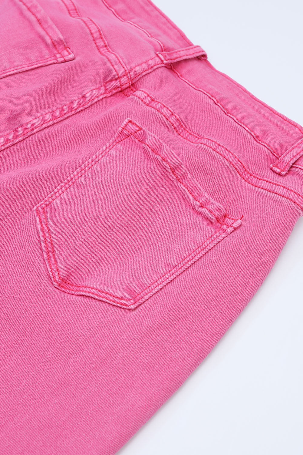 Pink Distressed Holes Raw Edge Cropped Flare Jeans