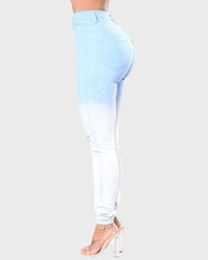 Ombre Cutout High Waist Skinny Jeans