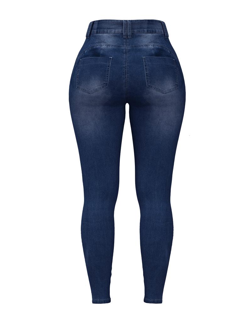 Extreme Distressed High Waist Skinny Jeans