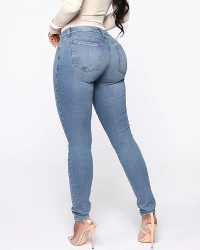 Elastic Low Waist Butt Lifting Jeans