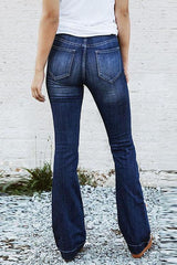 Denim Solid Mid Waist Jeans