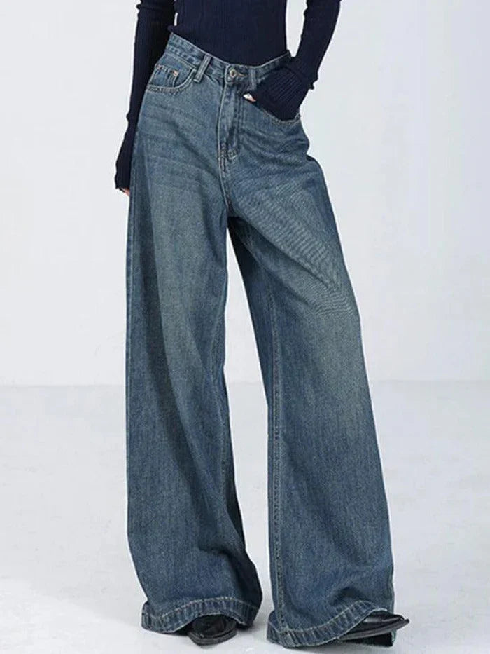 Blue Vintage Versatile High Rise Baggy Boyfriend Jeans