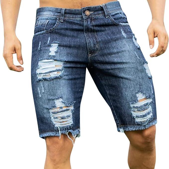 Slim Fit Raw Hem Denim Shorts