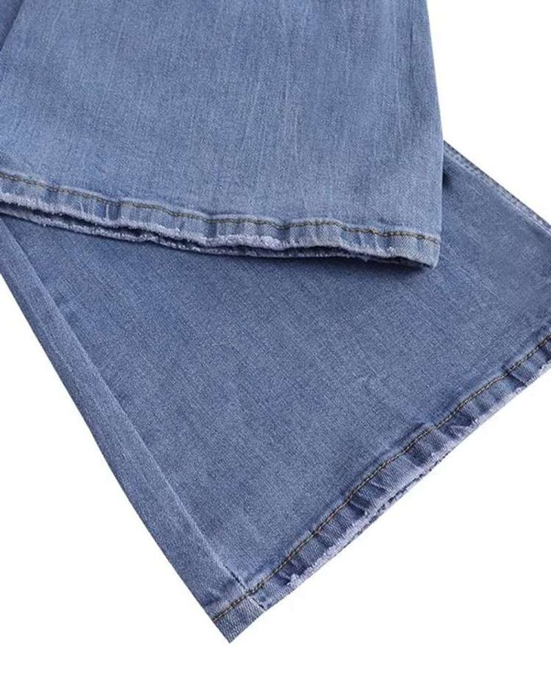 90er Vintage Jeans mit Knopfleiste und hoher Taille und ausgestelltem Bein