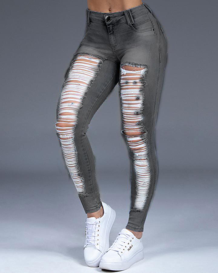 Extreme Distressed Stretch Butt Lifting Skinny Jeans