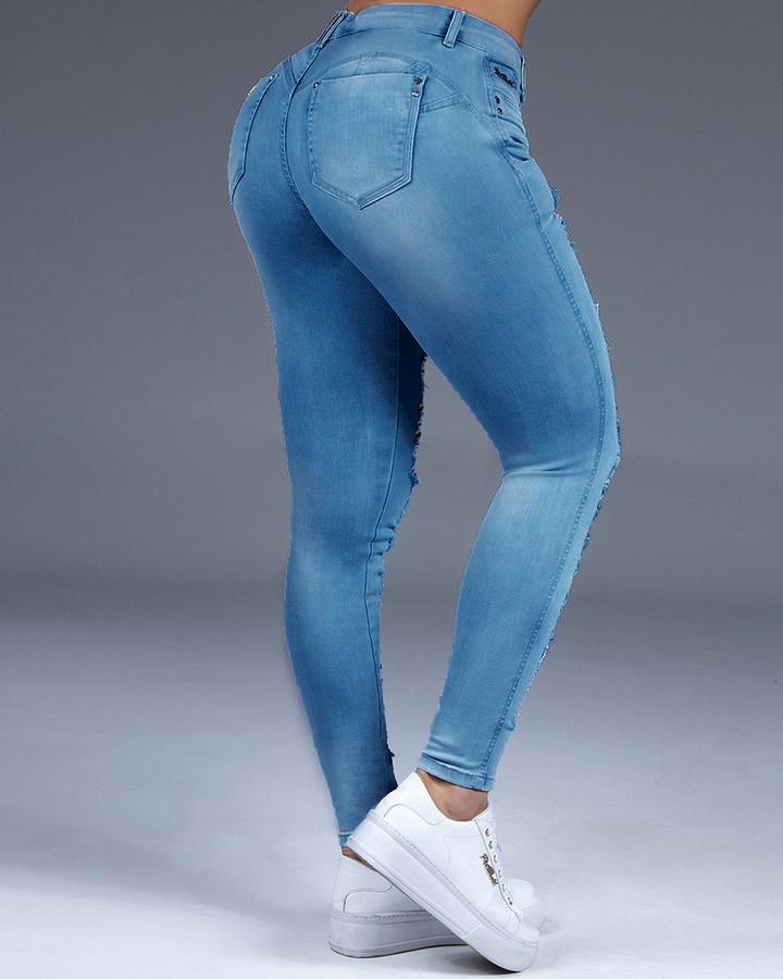 Extreme Distressed Stretch Butt Lifting Skinny Jeans