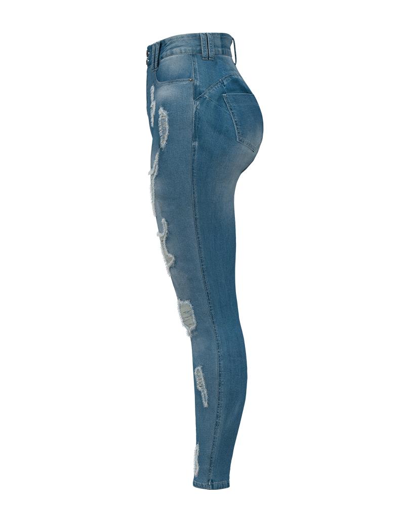 Extreme Distressed High Waist Skinny Jeans