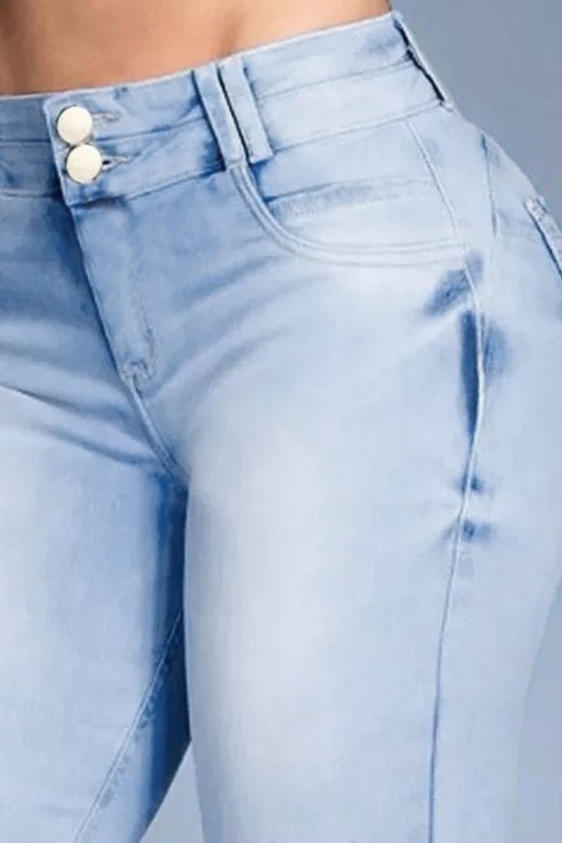 Button Front Butt Lifting Flare Jeans