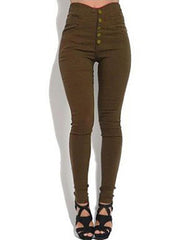 V Wired Detail Button Fly High Waist Skinny Jeans