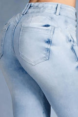 Button Front Butt Lifting Flare Jeans