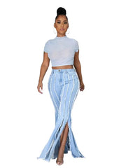 Slit Tassel Flare Denim Jeans