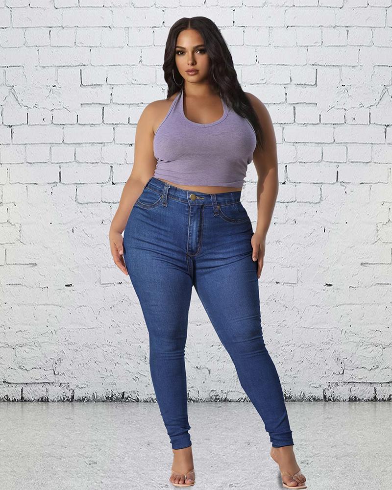 Elastic High Waist Butt Lifting Jeans