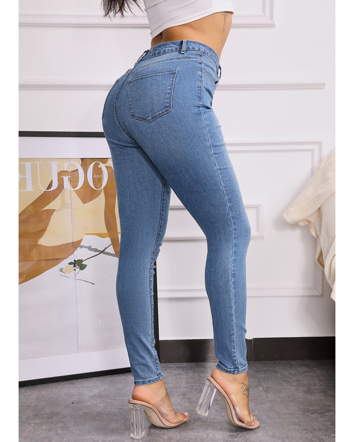 Elastic High Waist Butt Lifting Jeans