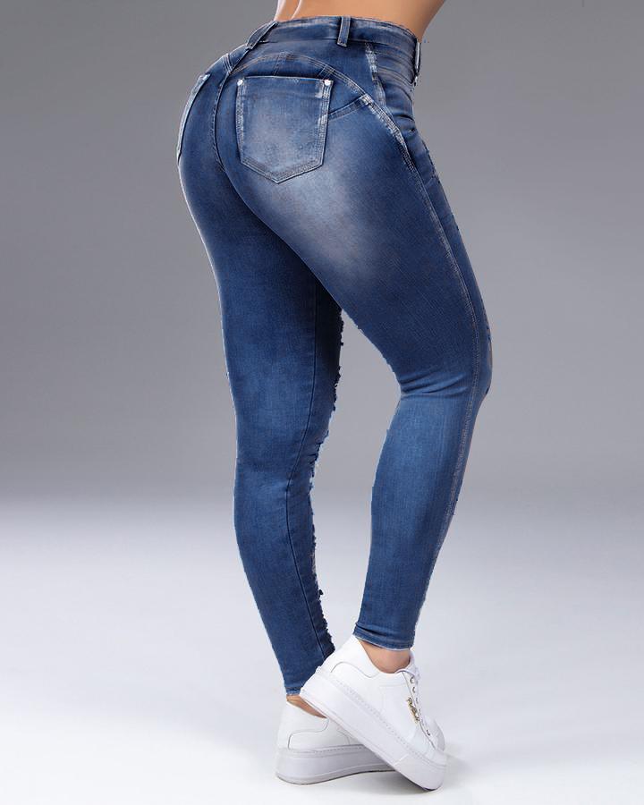 Distressed Butt Lifting Skinny Jeans