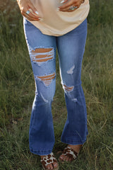 High Waist Distressed Flare Jeans