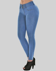 Button Front Mid Waist Skinny Jeans