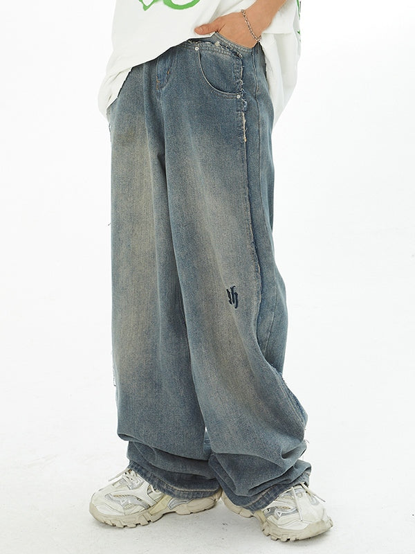 Men's Faded Patchwork Distressed Loose Jeans