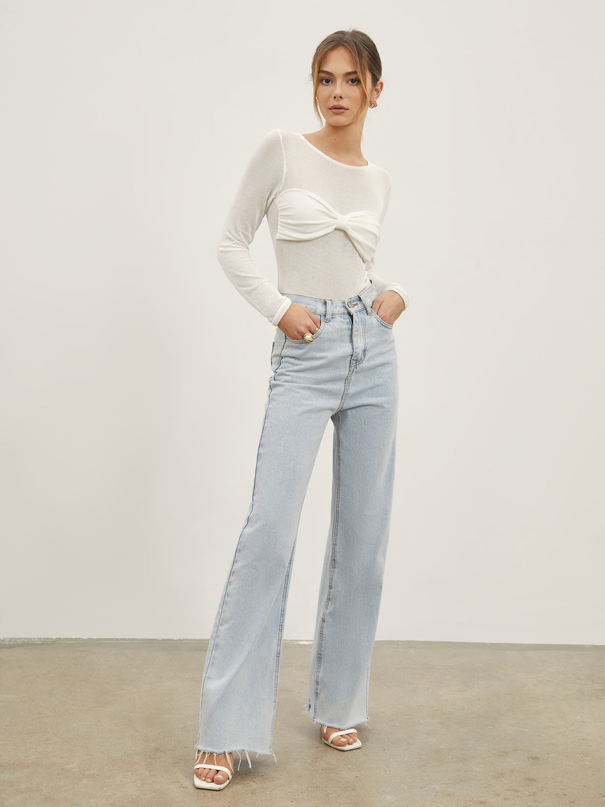 Denim Jeans mit geradem Bein und anmutigem Bein