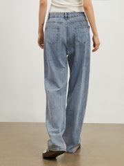 Oblique Belt Denim Trendy Straight Leg Jeans