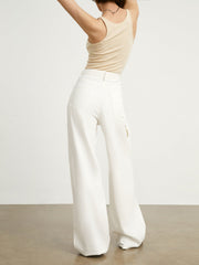 Minimalist White Denim Trendy Wide Leg Jeans