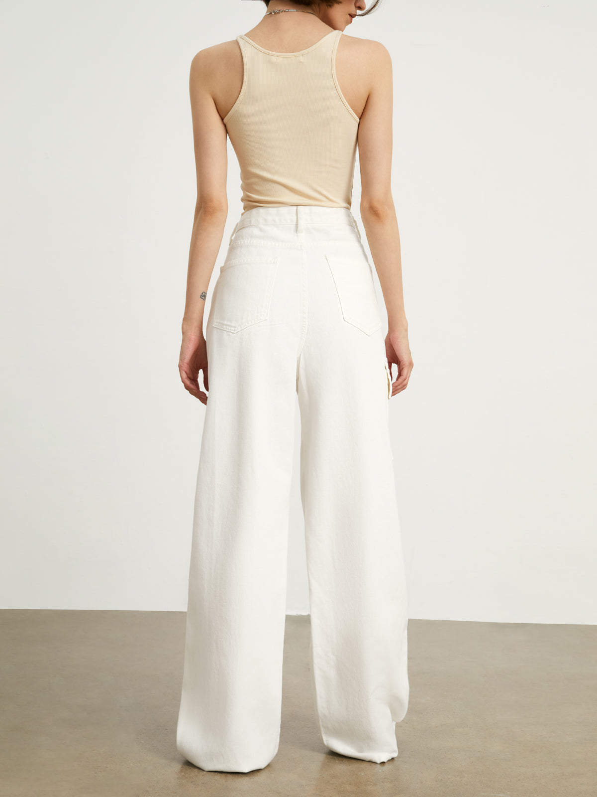 Minimalist White Denim Trendy Wide Leg Jeans