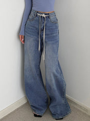 Graceful Denim Boyfriendjeans mit Knöpfen und Bindeband