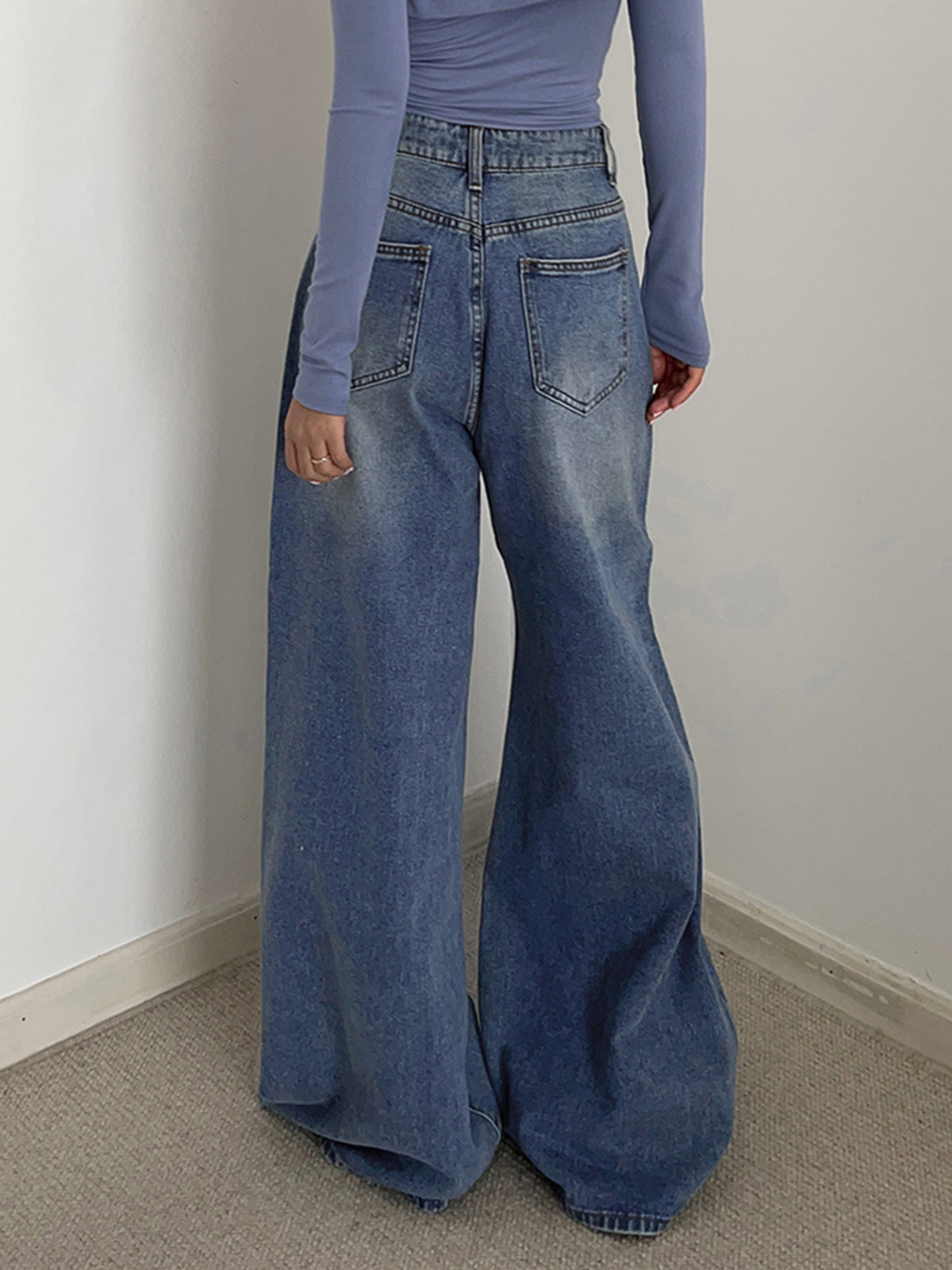 Graceful Denim Boyfriendjeans mit Knöpfen und Bindeband