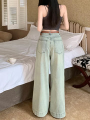 Washed Wide-leg Korean Fashion Jeans