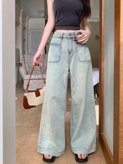 Washed Wide-leg Korean Fashion Jeans