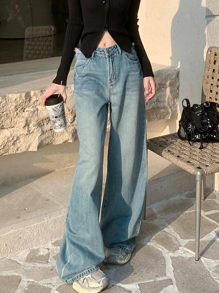 High Waist Ripped Vintage Streetwear Wide Leg Jeans