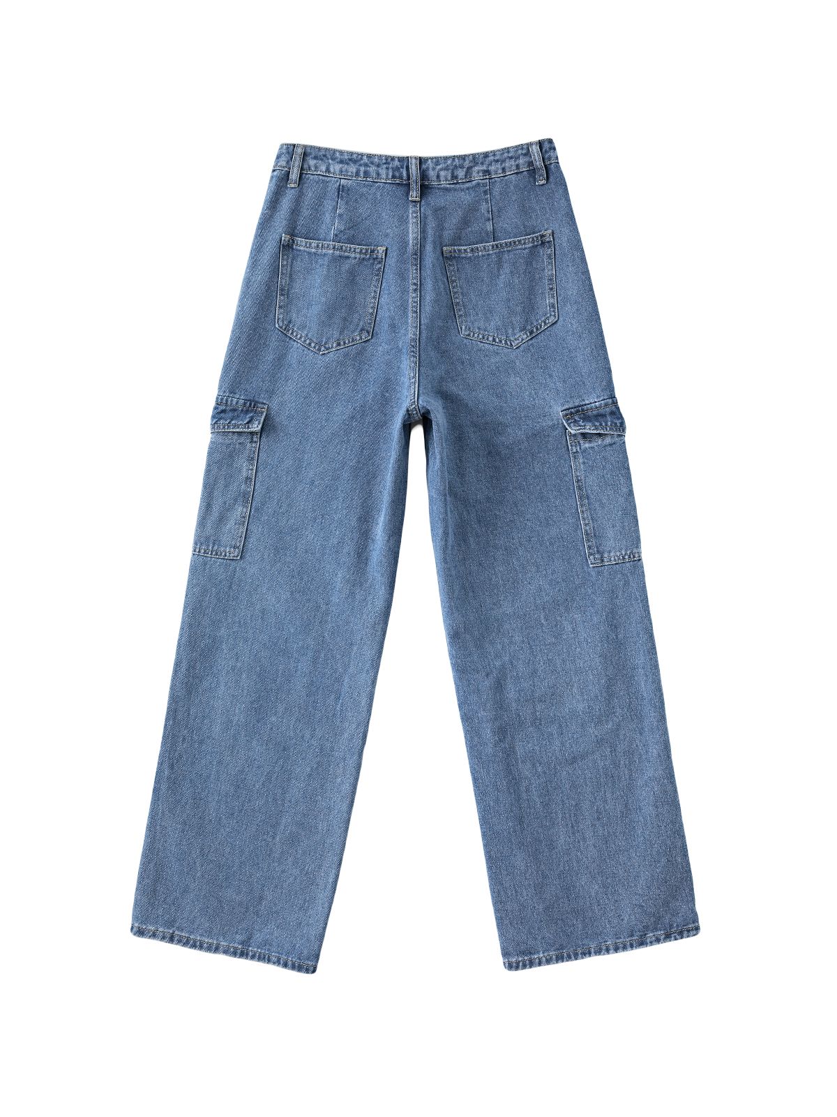 Verwaschene Cargo-Jeans mit mittlerer Taille und Taschen