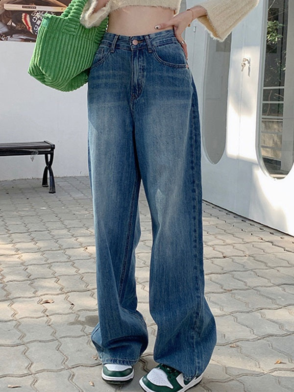 Baggy-Boyfriendjeans aus verwaschenem Denim