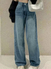 Vintage Faded Wash Straight Leg Boyfriend Jeans