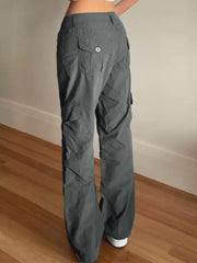 Washed Gray Baggy Cargo Jeans