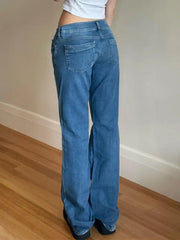 Blue Wash Low Waist Boyfriend Jeans