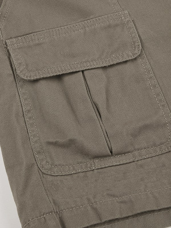 Graue Cargo-Shorts aus Denim mit geradem Bein