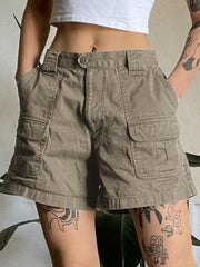 Graue Cargo-Shorts aus Denim mit geradem Bein