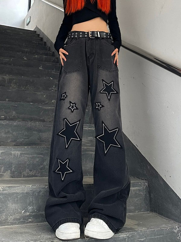 Star Patch Baggy Boyfriend Jeans