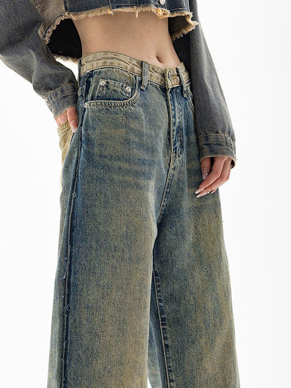 Vintage Wash Distressed Boyfriend Jeans