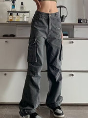 Zip Pocket Straight Leg Cargo Jeans