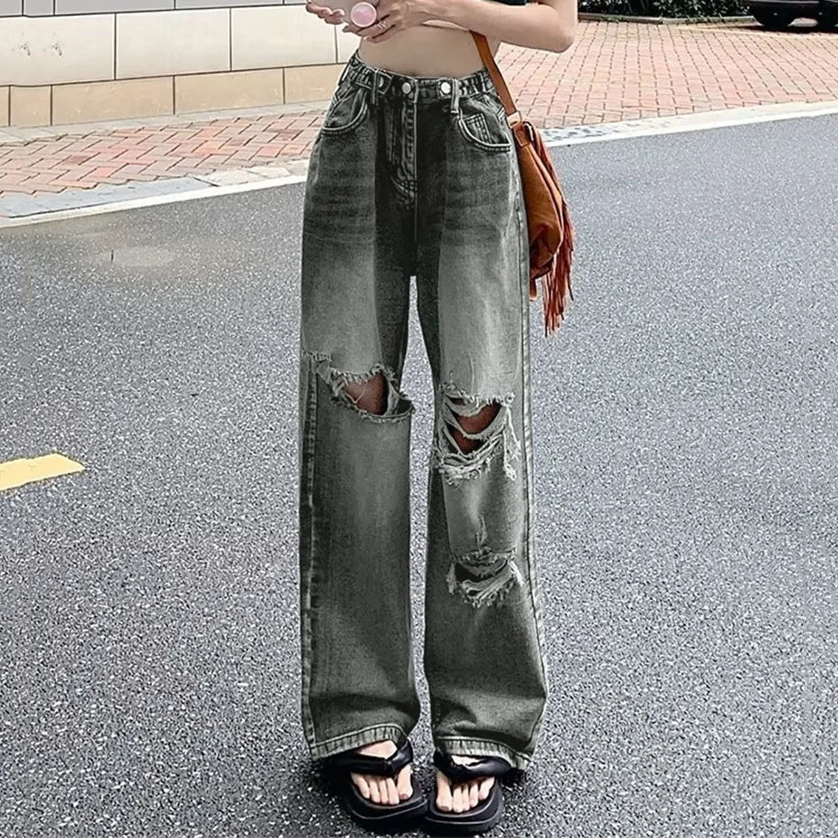 American Retro High-waist Cargo Streetwear Jeans