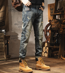 Aged trendy jeans for men