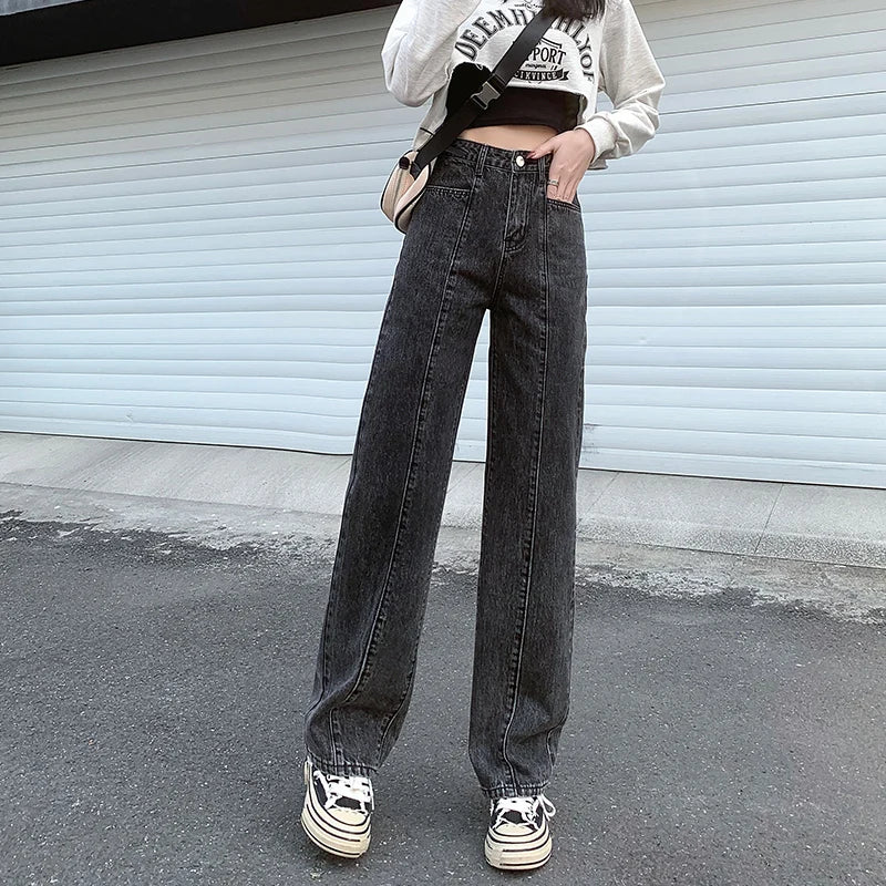 Draped Wide Leg Denim Jeans