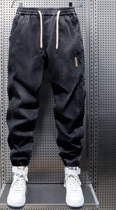 Light wash men denim joggers